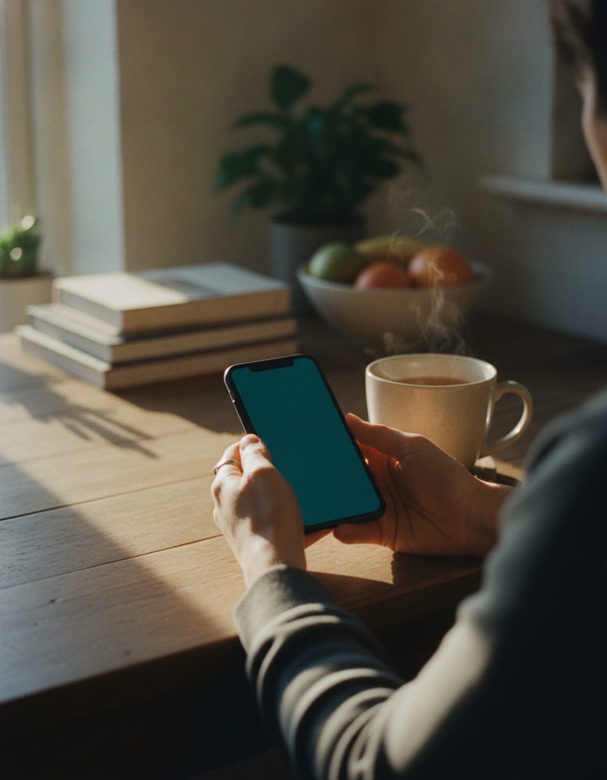 A hand holding a phone, swapping tonight's meal in the Back Kitchen app